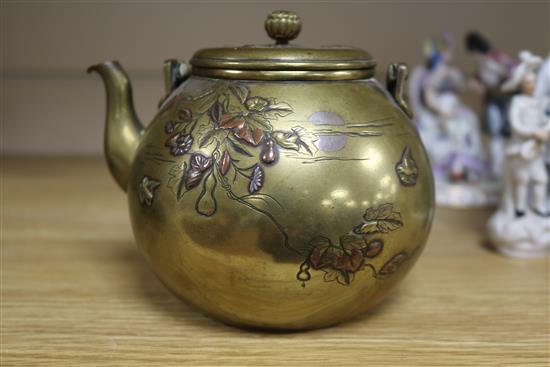 A Japanese bronze teapot and a cloisonne box